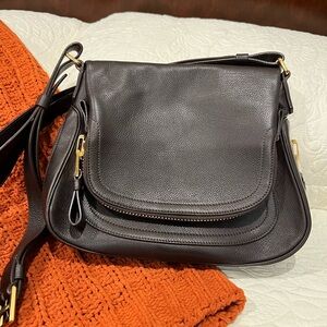 Elegant Tom Ford Jennifer dark brown Leather Shoulder Bag